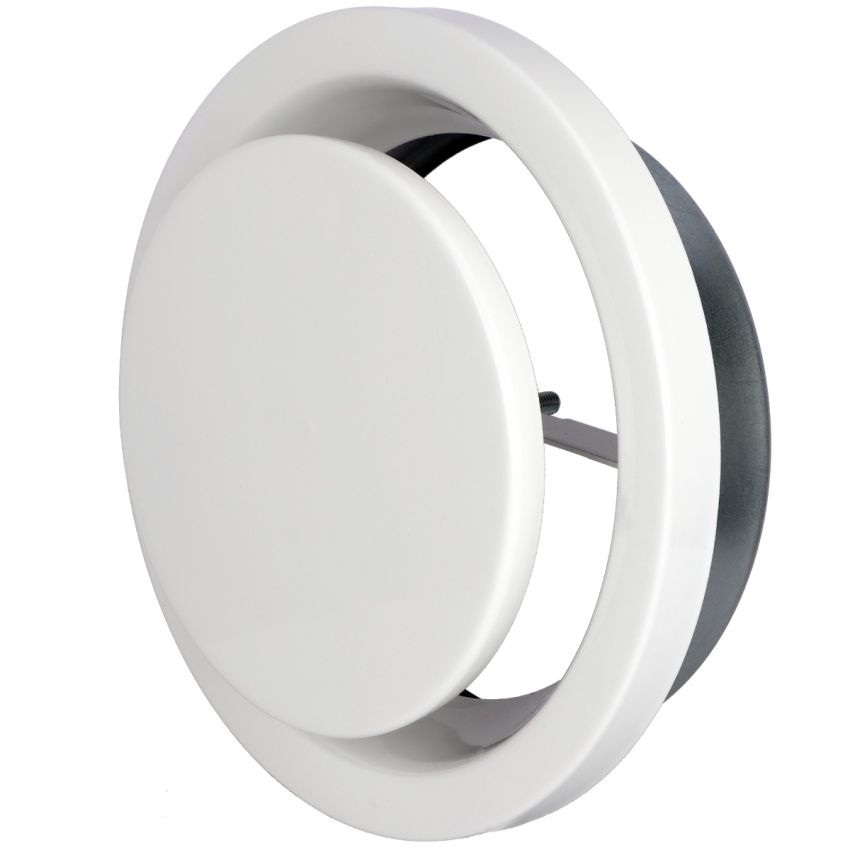 Bouche VMC 100 mm Réglable en Acier Blanc Laqué - Extraction - Durable et Élégante - VMC Simple et Double Flux - DN100