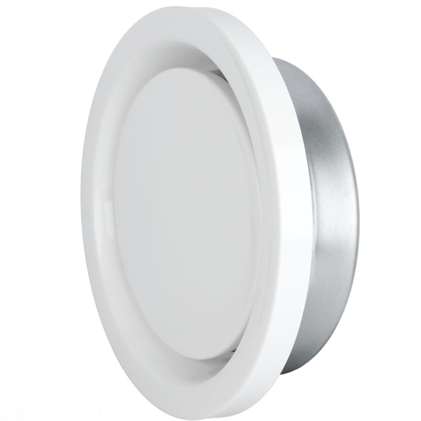 Bouche VMC 100 mm Réglable en Acier Blanc Laqué - Extraction - Durable et Élégante - VMC Simple et Double Flux - DN100