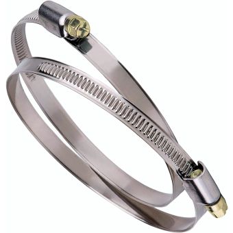 DOMUX DMX-100-LCG 2 Colliers de serrage Inox 100 mm à entraînement par vis sans fin, plage de serrage 90-120mm pour conduits, gaines de ventilation, VMC et Hotte DN100