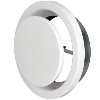 DOMUX DMX-100-FVE Bouche VMC 100 mm Réglable en Acier Blanc Laqué - Extraction - Durable et Élégante - VMC Simple et Double Flux - Installation Mur ou Plafond - DN100