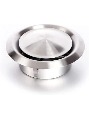 Bouche VMC 125 mm en acier inoxydable brossé - Réglable - Inox 304- Extraction/Insufflation - Pour conduit VMC et hotte - Installation mur ou plafond